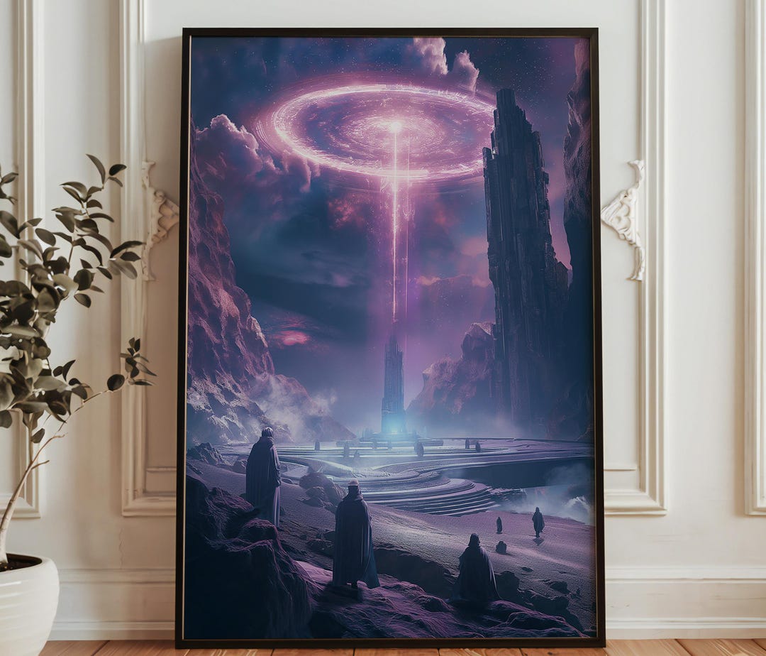 Epic Sci-fi Temple Wall Art - Cosmic Portal Landscape Print - Alien ...