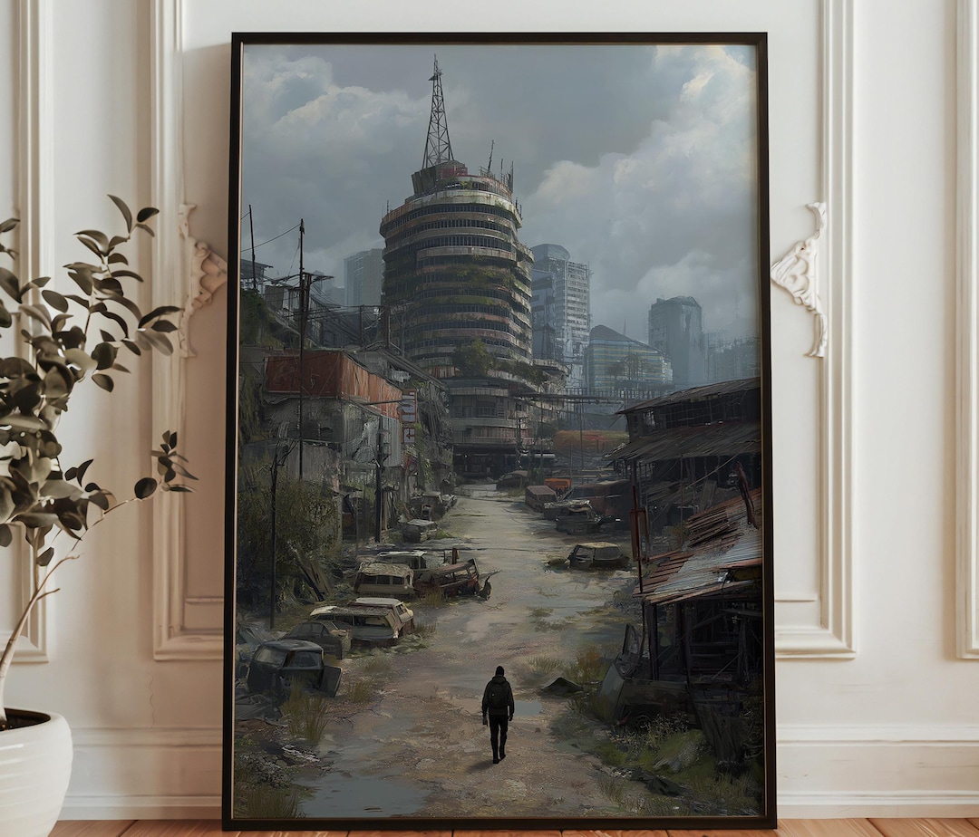 Post Apocalyptic City Street Art Print - Abandoned Urban Landscape ...