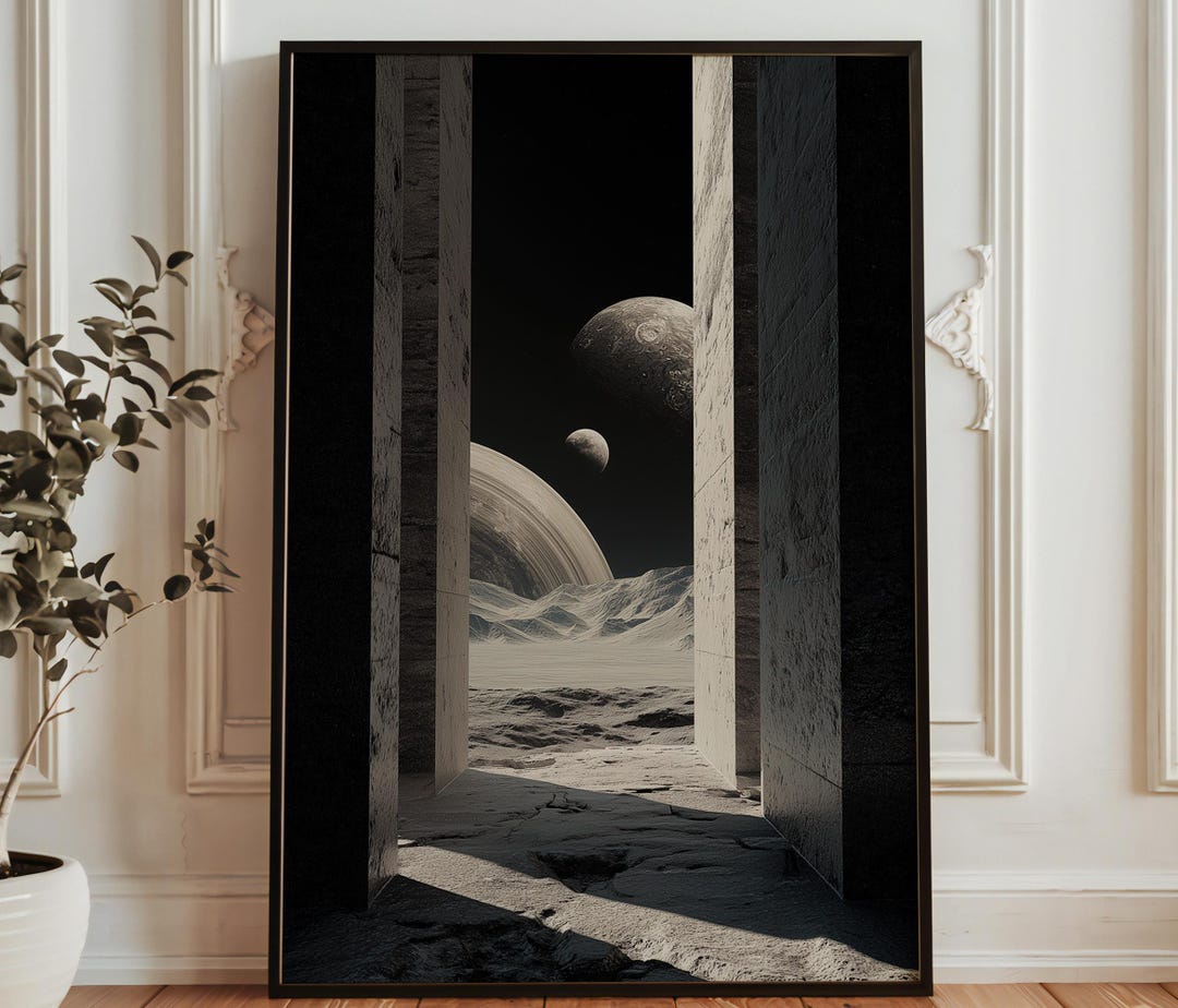 Surreal Space Portal Art Print - Alien Landscape Through Doorway Poster ...