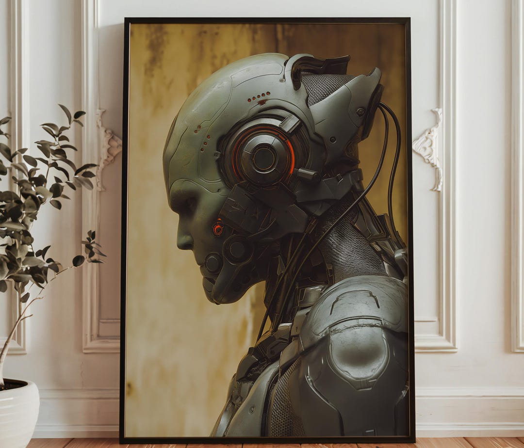 Futuristic Android Portrait - Cyberpunk Robot Head - AI Humanoid Art ...