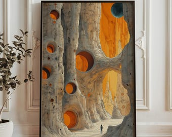 Surreal Sci Fi Canyon Wall Art - Futuristic Alien Landscape Print - Dystopian Wall Art