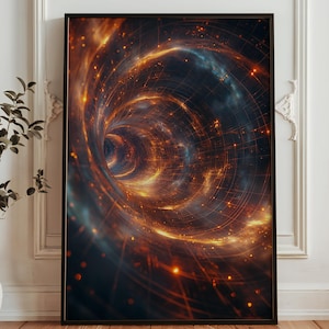 Quadro da parete con buco nero cosmico - Poster di vortice spaziale fantascientifico - Stampa di tunnel galattico futuristico - Decorazione a tema fisica spaziale