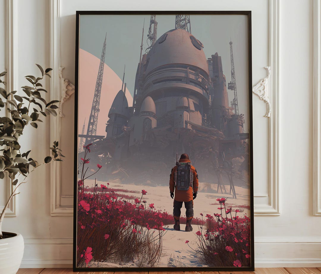 Sci Fi Colony Art Print - Futuristic Space Base Poster - Astronaut ...