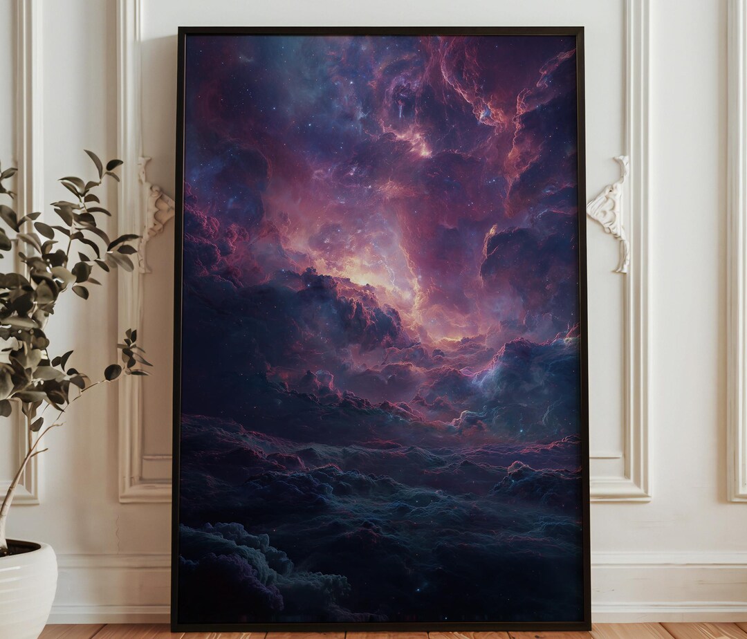 Cosmic Nebula Wall Art Print - Dreamy Galaxy Cloudscape Poster ...