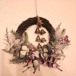 Vintage Bronze Christmas Bell Ornaments-Rustic Jute Rope Hanging Bells,Retro Iron Wind Chimes,Farmhouse Holiday Decor for Wreath,Door&Home