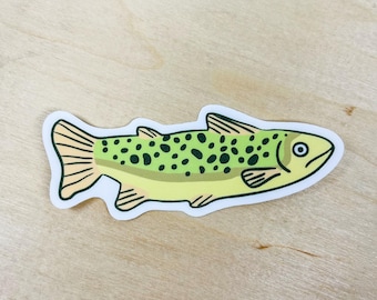 Adesivo in vinile per trota fario / Adesivo impermeabile per la pesca / Per laptop e bottiglie d'acqua all'aperto / Adesivo per la fauna selvatica