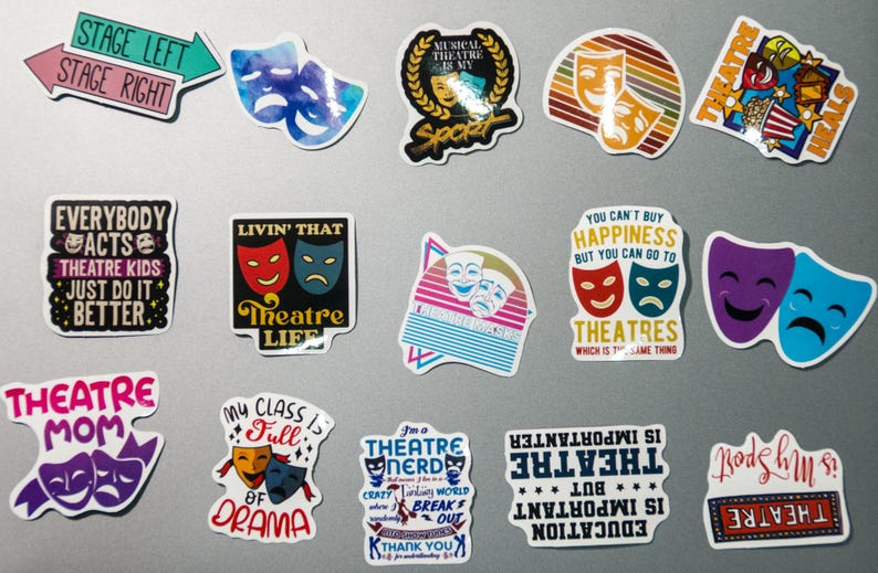 Pantomime Stickers 50pcs Theatre Stickers Drama Club Stickers Musical Theatre Stickers ...