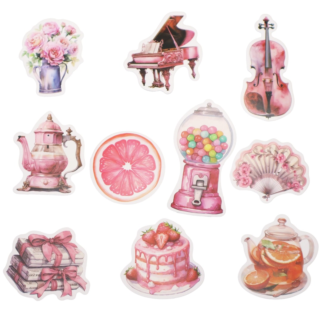 60pcs Pink Aesthetic Stickers Coquette Sticker Pack Vintage Pink ...