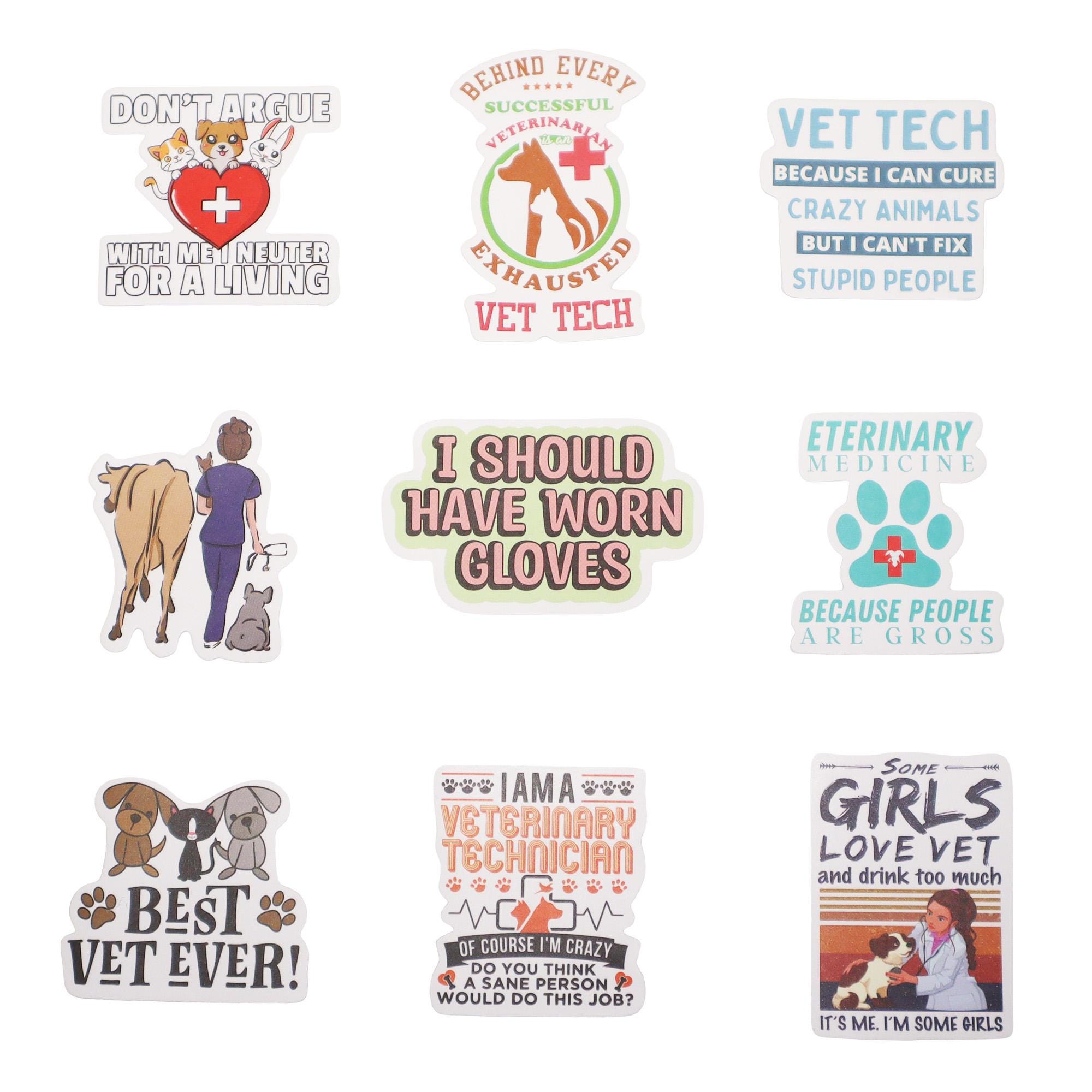 50pcs Vet Tech Stickers Veterinary Stickers Animal Nurse Stickers Dog ...