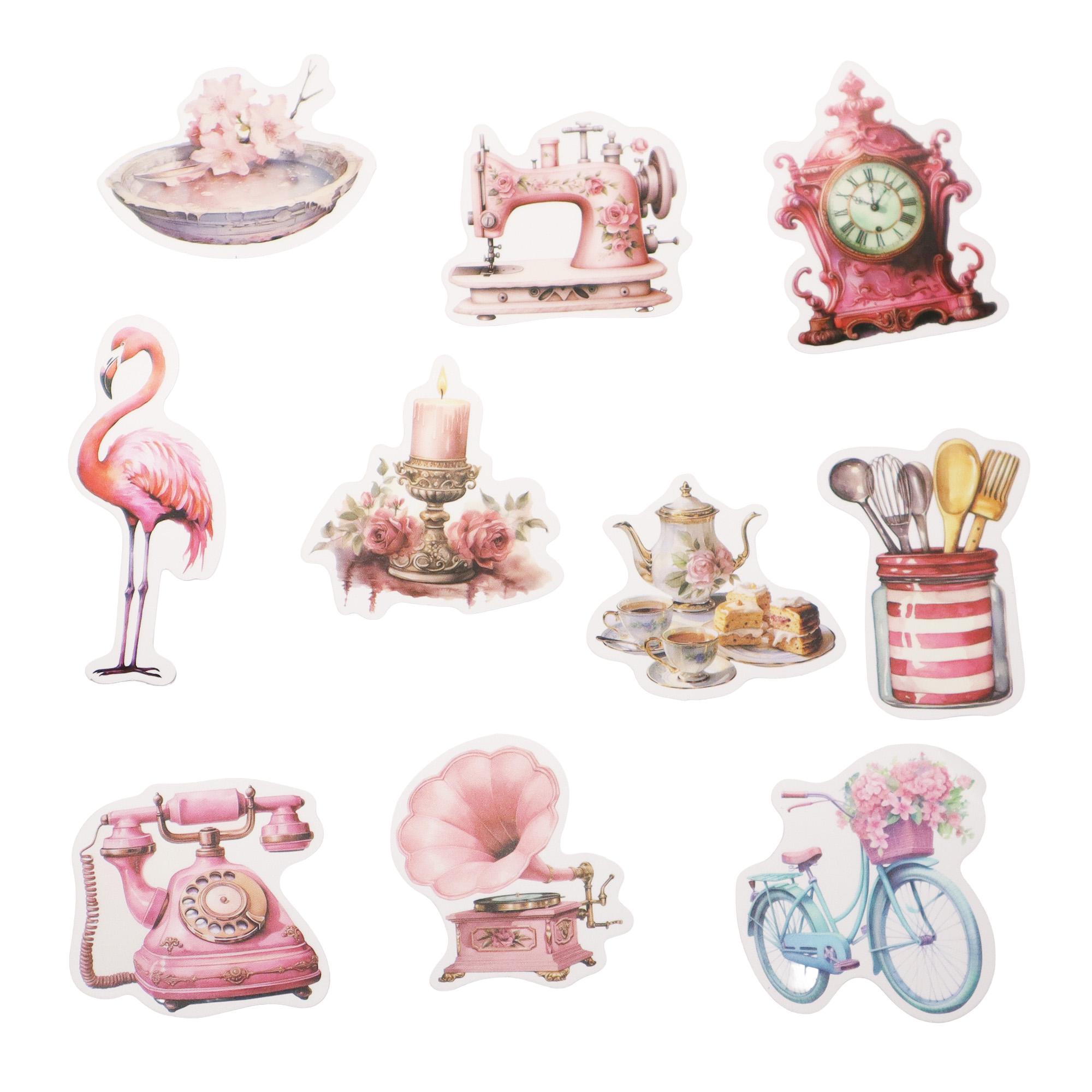 60pcs Pink Aesthetic Stickers Coquette Sticker Pack Vintage Pink ...