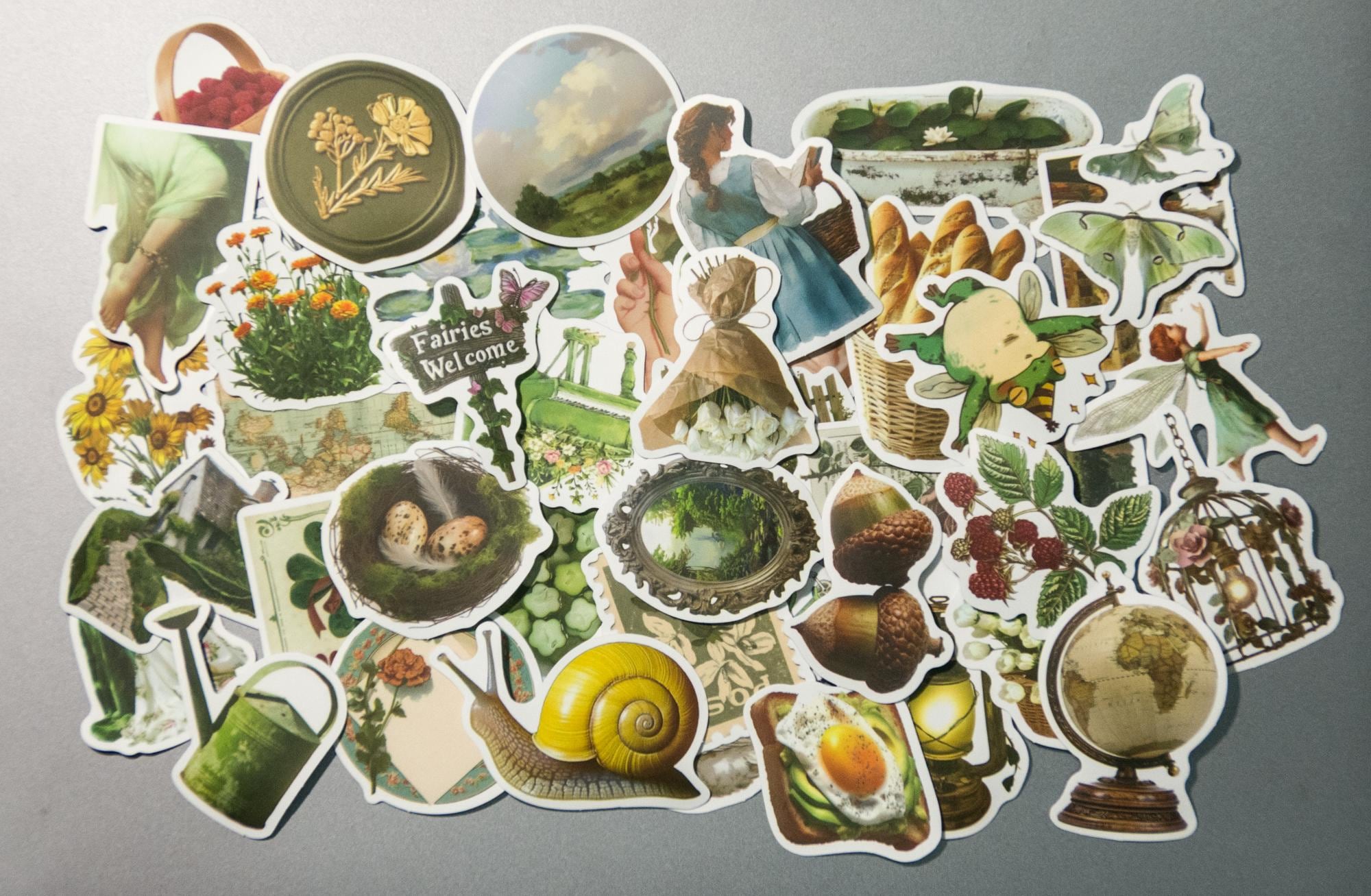 50pcs Cottagecore Stickers Vintage Aesthetic Stickers Green Nature ...