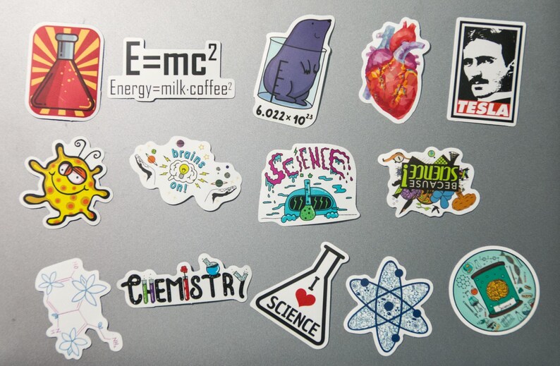 Science Student Sticker 50pcs Science Stickers Chemistry Biology Physics Stickers Nerd Stickers ...