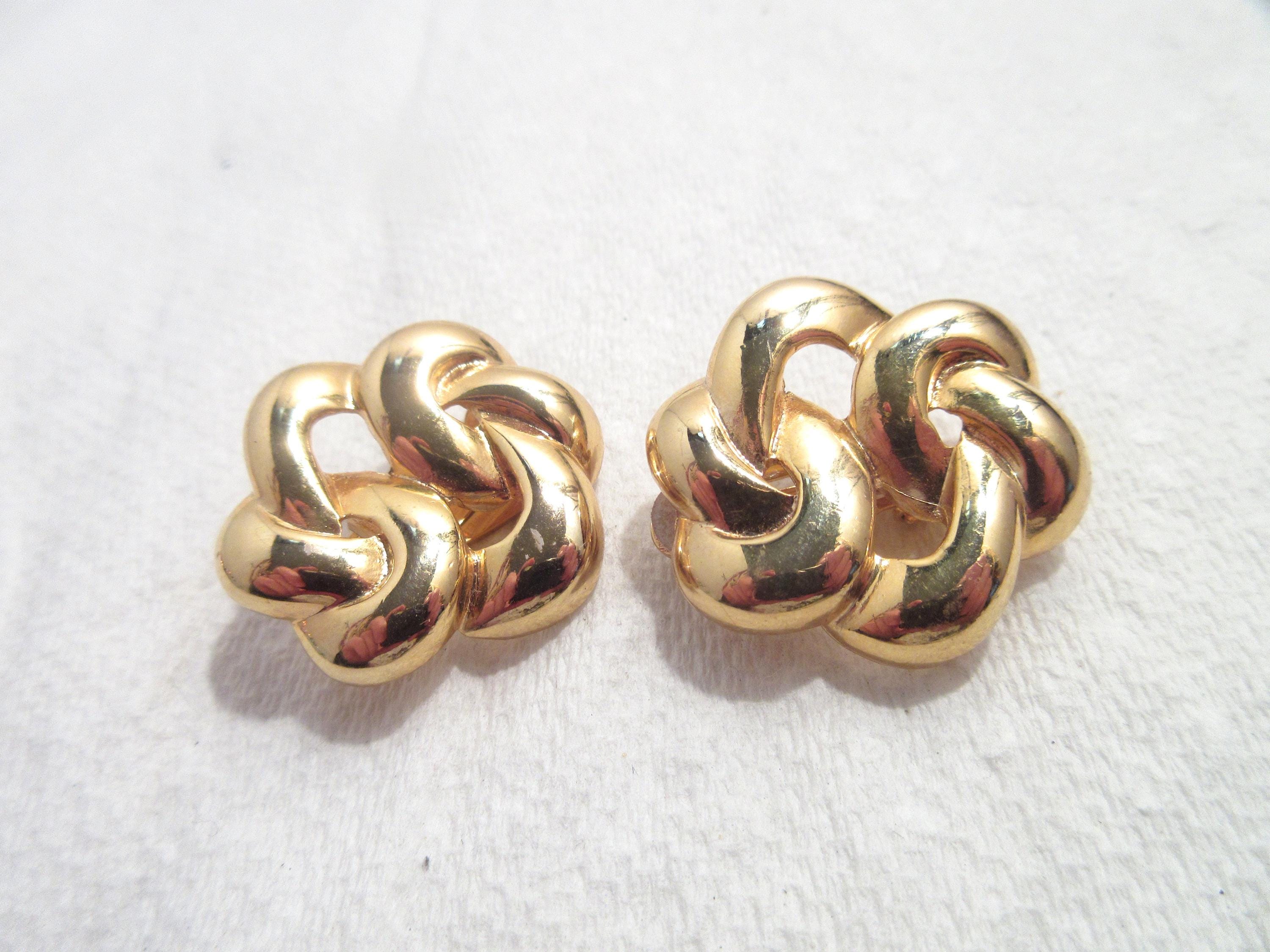 Carolee Gold Knot-Design Women’s Clip-On Earrings Vintage Carolee Knot Gold Tone Textured Clip on Earrings - Etsy main image 3