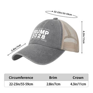 Gorra retro de malla vaquera de Trump 2028, gorra de béisbol de Donald Trump 2028, regalo patriótico del Partido Republicano, gorra para el sol de las elecciones estadounidenses de 2028, gorra vintage imagen 15
