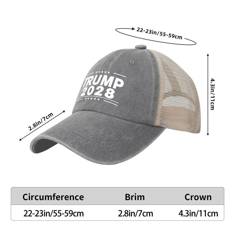 Gorra retro de malla vaquera de Trump 2028, gorra de béisbol de Donald Trump 2028, regalo patriótico del Partido Republicano, gorra para el sol de las elecciones estadounidenses de 2028, gorra vintage imagen 15