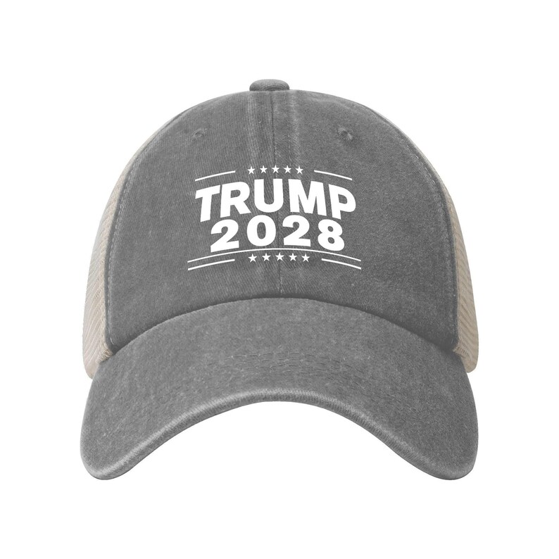 Gorra retro de malla vaquera de Trump 2028, gorra de béisbol de Donald Trump 2028, regalo patriótico del Partido Republicano, gorra para el sol de las elecciones estadounidenses de 2028, gorra vintage imagen 11