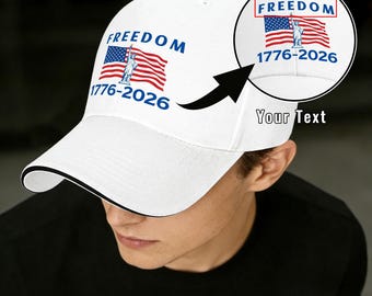 Gorra 1776 2026 Día de la Independencia de Estados Unidos Gorra personalizada del 250 aniversario de EE. UU. Gorra patriótica con la bandera de EE. UU. Blanca