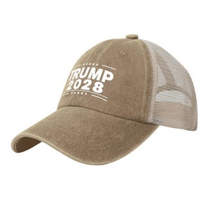 Gorra retro de malla vaquera de Trump 2028, gorra de béisbol de Donald Trump 2028, regalo patriótico del Partido Republicano, gorra para el sol de las elecciones estadounidenses de 2028, gorra vintage imagen 17