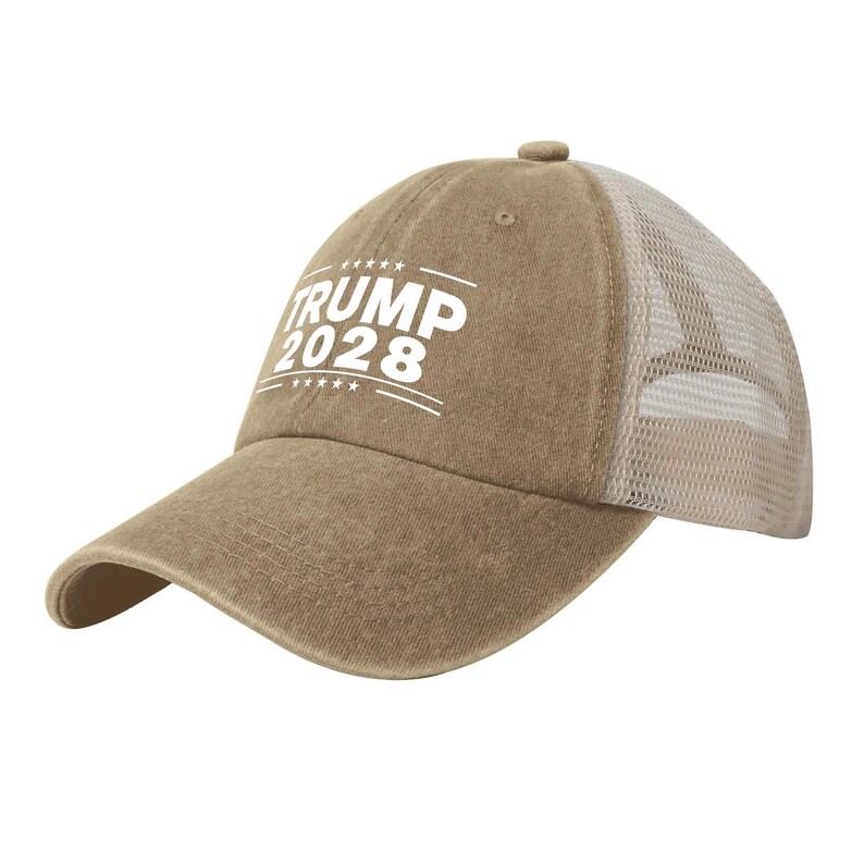 Gorra retro de malla vaquera de Trump 2028, gorra de béisbol de Donald Trump 2028, regalo patriótico del Partido Republicano, gorra para el sol de las elecciones estadounidenses de 2028, gorra vintage imagen 17