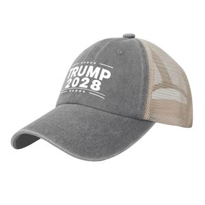 Gorra retro de malla vaquera de Trump 2028, gorra de béisbol de Donald Trump 2028, regalo patriótico del Partido Republicano, gorra para el sol de las elecciones estadounidenses de 2028, gorra vintage imagen 12