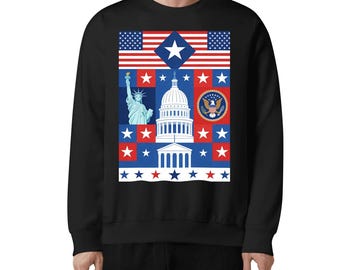 USA Patriot Sweatshirt American Pride Crewneck Stars and Stripes Pullover Capitol Building Lady Liberty Shirt Fourth of July Gift