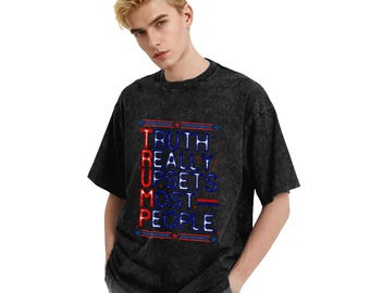 Trump T-Shirt Truth Really Upsets Most People Shirt, Vintage Acid Wash Conservative Tee, Patriotic Republican Gift, Oversized Distressed Top