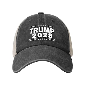 Gorra retro de malla vaquera de Trump 2028, gorra de béisbol de Donald Trump 2028, regalo patriótico del Partido Republicano, gorra para el sol de las elecciones estadounidenses de 2028, gorra vintage imagen 1