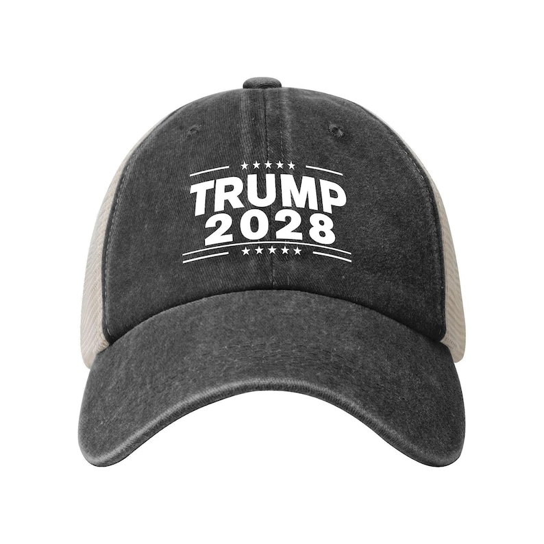 Gorra retro de malla vaquera de Trump 2028, gorra de béisbol de Donald Trump 2028, regalo patriótico del Partido Republicano, gorra para el sol de las elecciones estadounidenses de 2028, gorra vintage imagen 1