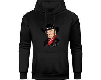 Trump Cowboy Hoodie, Western Donald Trump Sweatshirt, Outlaw Trump 2024 Apparel, Republican Gifts, Patriotic Streetwear, MAGA Country
