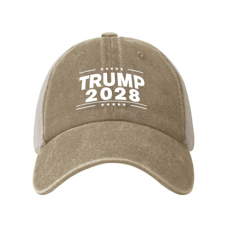 Gorra retro de malla vaquera de Trump 2028, gorra de béisbol de Donald Trump 2028, regalo patriótico del Partido Republicano, gorra para el sol de las elecciones estadounidenses de 2028, gorra vintage imagen 16
