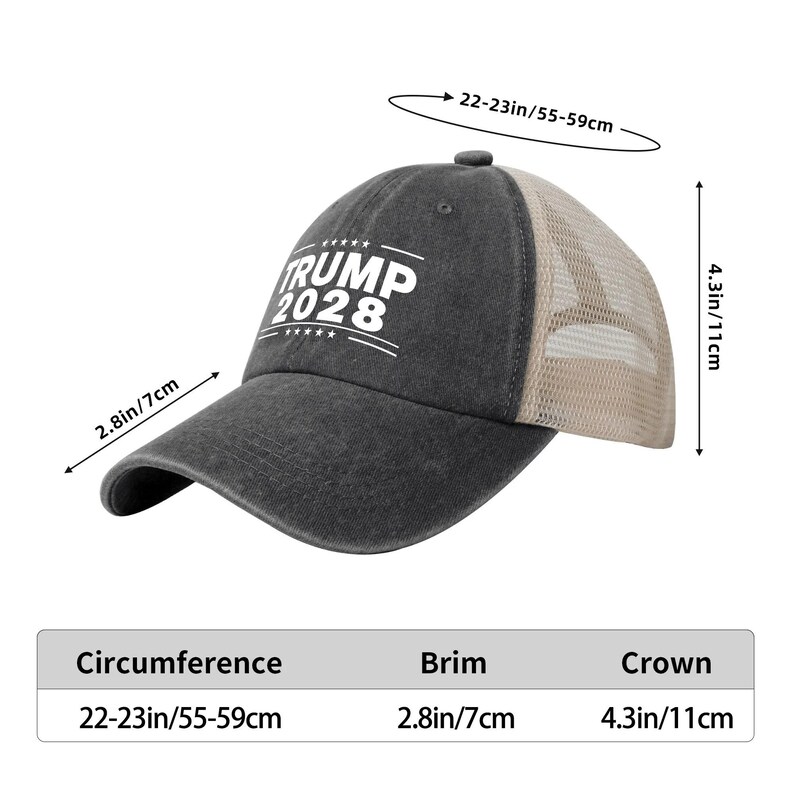 Gorra retro de malla vaquera de Trump 2028, gorra de béisbol de Donald Trump 2028, regalo patriótico del Partido Republicano, gorra para el sol de las elecciones estadounidenses de 2028, gorra vintage imagen 5