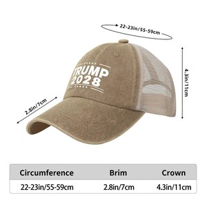 Gorra retro de malla vaquera de Trump 2028, gorra de béisbol de Donald Trump 2028, regalo patriótico del Partido Republicano, gorra para el sol de las elecciones estadounidenses de 2028, gorra vintage imagen 20