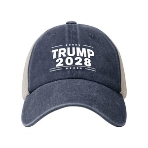 Gorra retro de malla vaquera de Trump 2028, gorra de béisbol de Donald Trump 2028, regalo patriótico del Partido Republicano, gorra para el sol de las elecciones estadounidenses de 2028, gorra vintage imagen 6
