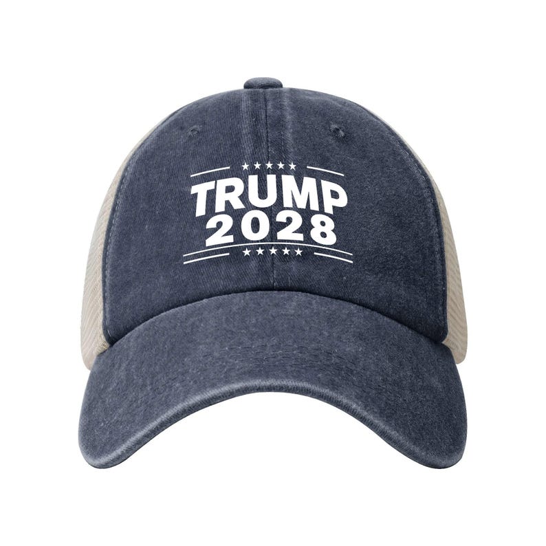 Gorra retro de malla vaquera de Trump 2028, gorra de béisbol de Donald Trump 2028, regalo patriótico del Partido Republicano, gorra para el sol de las elecciones estadounidenses de 2028, gorra vintage imagen 6