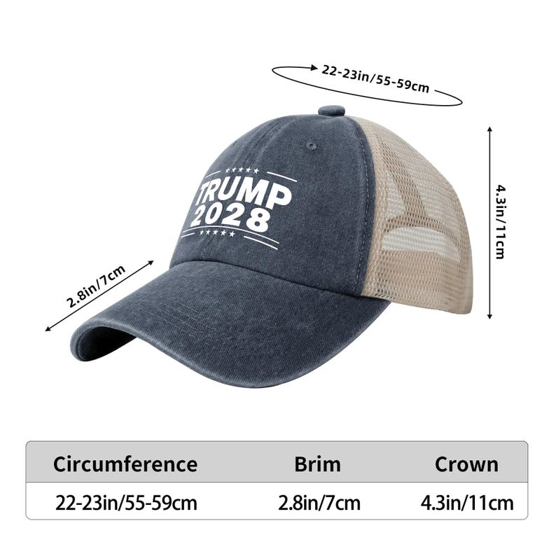 Gorra retro de malla vaquera de Trump 2028, gorra de béisbol de Donald Trump 2028, regalo patriótico del Partido Republicano, gorra para el sol de las elecciones estadounidenses de 2028, gorra vintage imagen 10