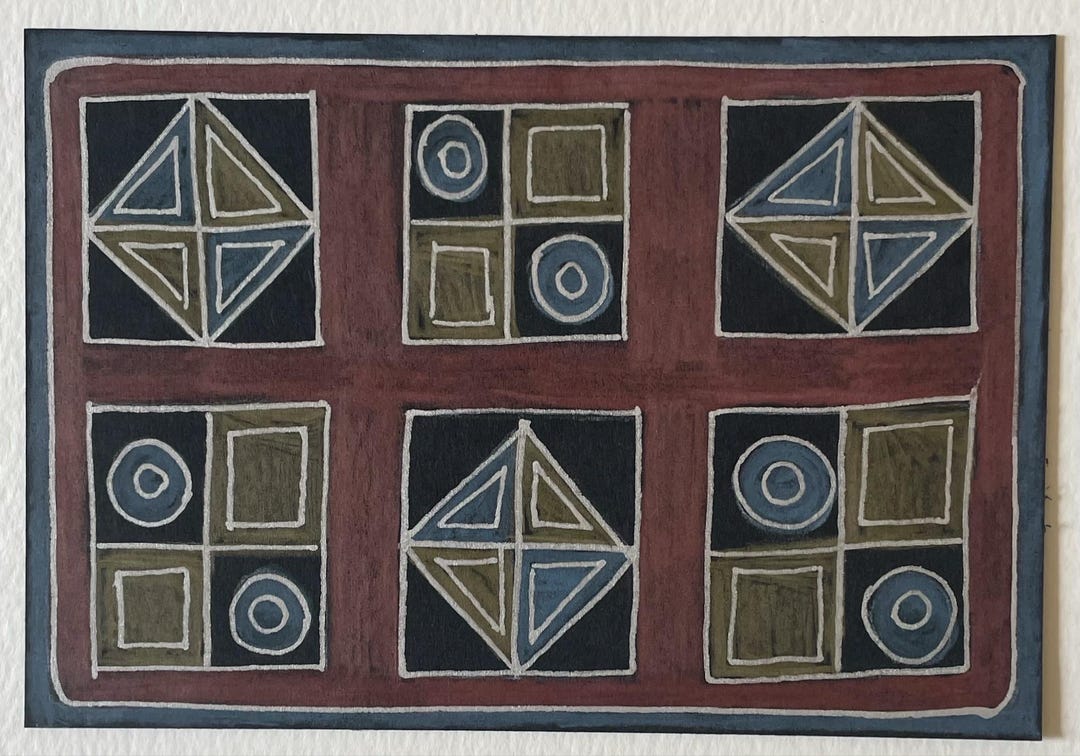 Mud Cloth Inspired Colored Pencil Set of Three (squares) - Etsy