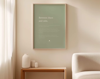Between Chaos And Calm Print | Quote Wall Art | Sage Green Decor