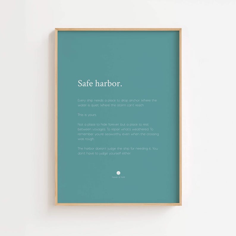 Safe Harbor Print | Calming Quote Wall Art | Muted Teal Decor Bild 2