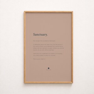 Sanctuary Print | Calming Quote Wall Art | Peaceful Bedroom Decor afbeelding 1