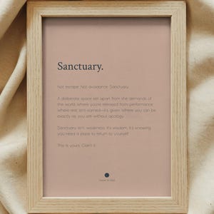 Sanctuary Print | Calming Quote Wall Art | Peaceful Bedroom Decor afbeelding 3
