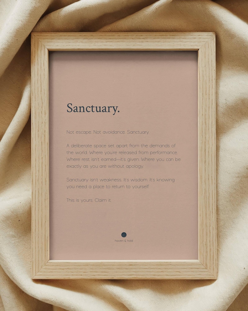 Sanctuary Print | Calming Quote Wall Art | Peaceful Bedroom Decor afbeelding 3