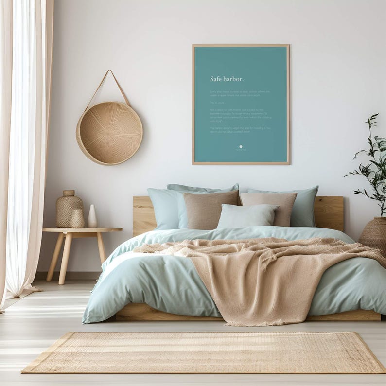 Safe Harbor Print | Calming Quote Wall Art | Muted Teal Decor Bild 3