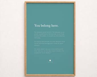 You Belong Here Print | Quote Wall Art | Teal Entryway Decor
