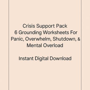 Pacchetto di supporto per le crisi / 6 fogli di lavoro per ansia e sopraffazione / Pacchetto PDF per alleviare panico, chiusura, spirale, nebbia mentale