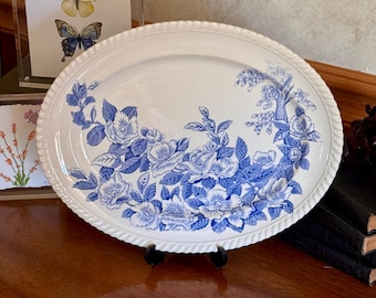 Vintage Johnson Brothers Blue Transferware Platter