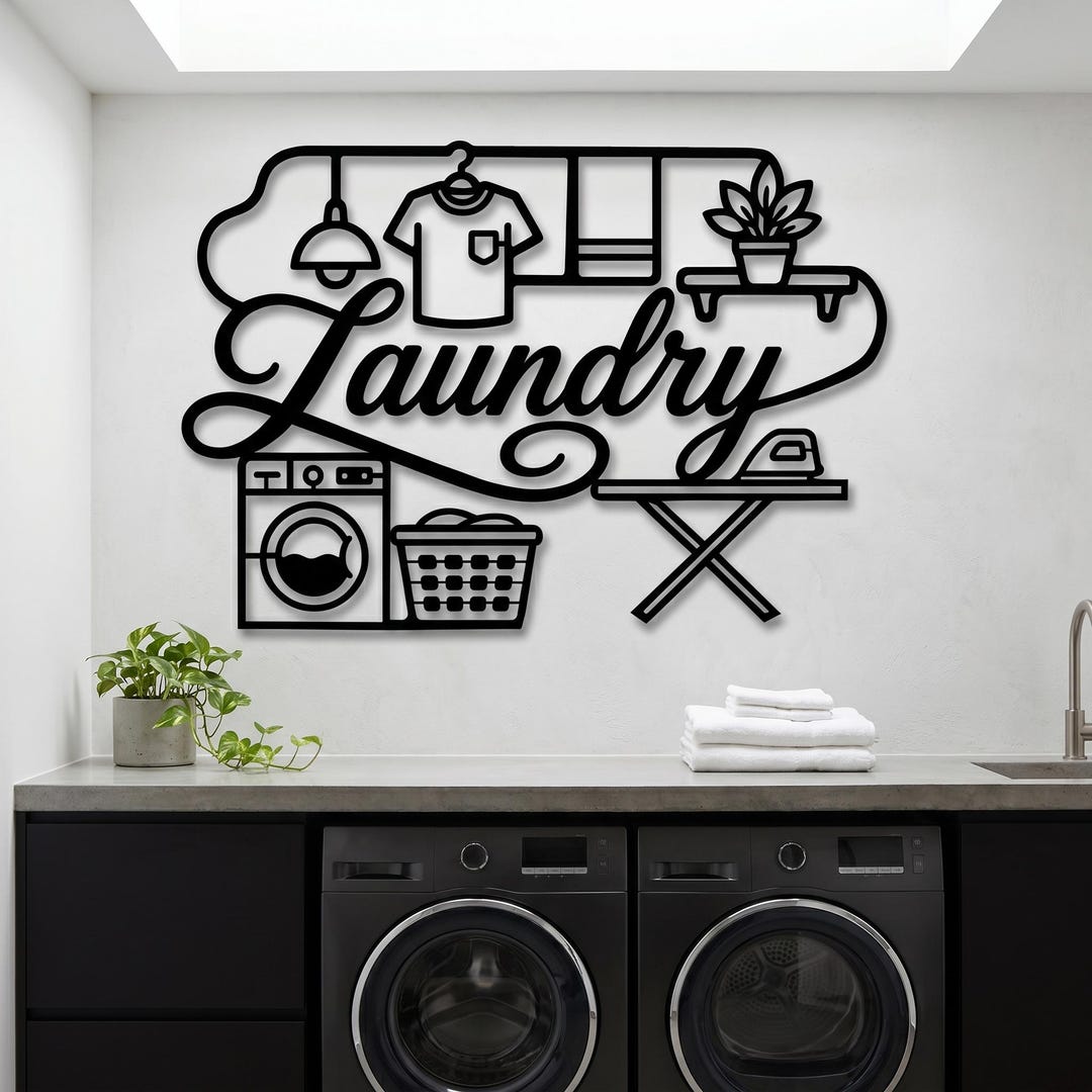 Laundry Room Metal Wall Art, Wash Dry Fold Wall Decor, Laundry Sign ...