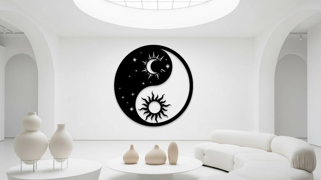Yin Yang Metal Wall Decor, Sun Moon and Stars Wall Art, Meditation Room ...