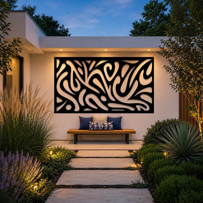 Large Abstract Metal Wall Art, Modern Outdoor Wall Decor, Luxury ...