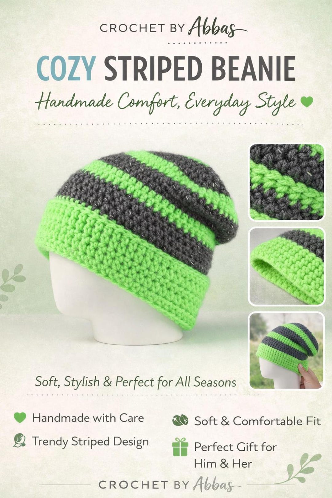 Easy Crochet Ribbed Beanie Pattern | Beginner Friendly Adult Hat | PDF ...