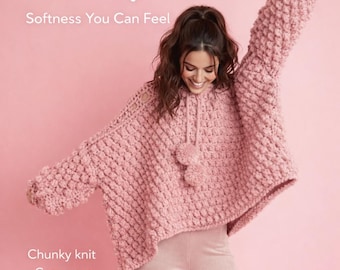 Patron de pull oversize au crochet PDF | Pull pour débutants de coupe décontractée à porter confortablement au quotidien | Téléchargement numérique fait main